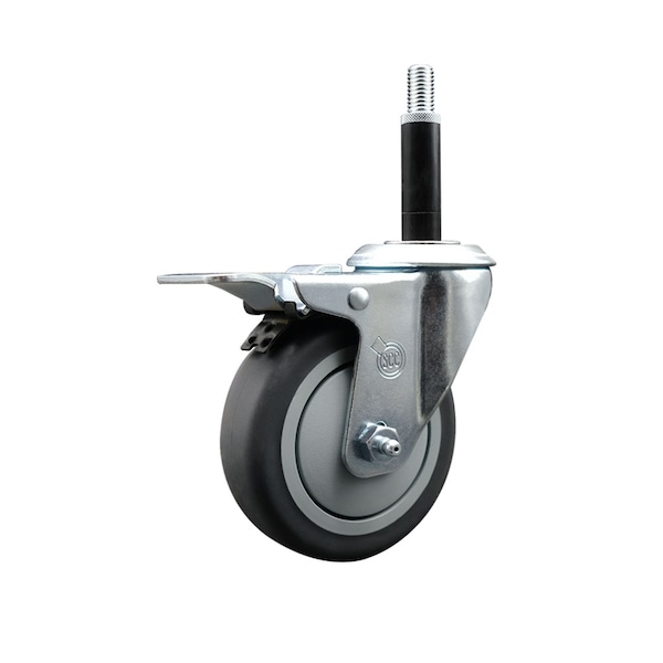 4'' Thermoplastic Rubber Swivel 3/4'' Expanding Stem Caster Total Lock Brake